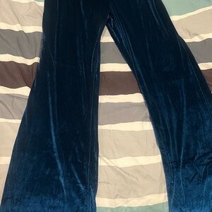 Elegant Blue Velvet Women's Pants